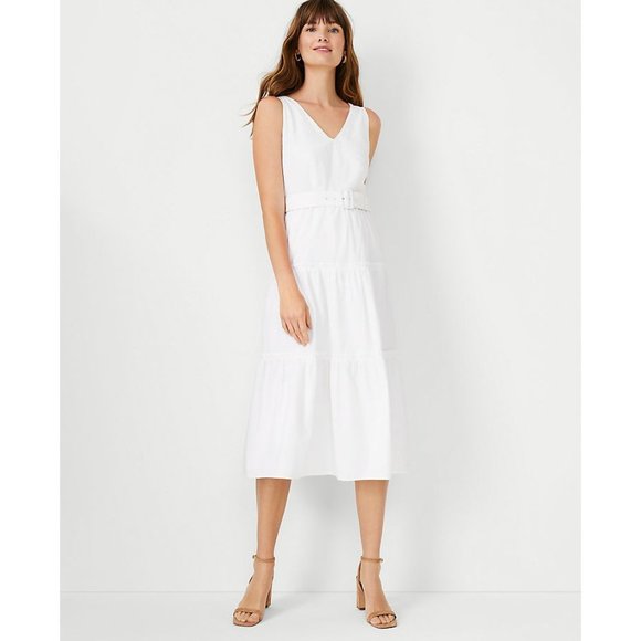 Ann Taylor Belted Flare Dress 10 - Picture 1 of 3